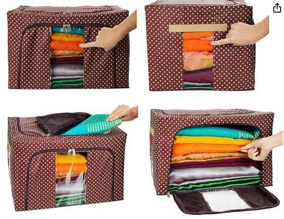 Steel Frame Fabric Storage Box  Cloth Quilt Blanket Storage Bag Home Foldable Clothing Organizer Kid Box OEM