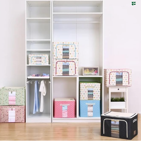 Steel Frame Fabric Storage Box  Cloth Quilt Blanket Storage Bag Home Foldable Clothing Organizer Kid Box OEM